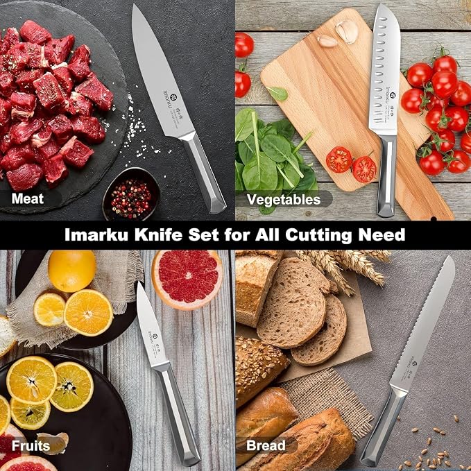 imarku Knife Set, High Carbon Stainless Steel Kitchen Knives, Non-Slip - Image 7