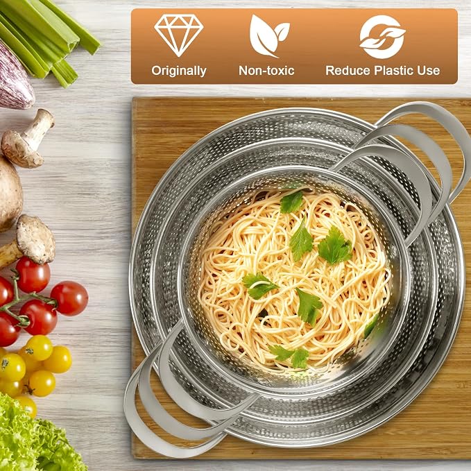 Stainless Steel Colander for Kitchen | 5 Quart Durable Rice and Pasta Strainer - Image 9