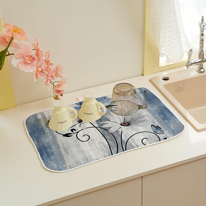 Floral Dish Drying Mat 18x24 Inches - Image 3