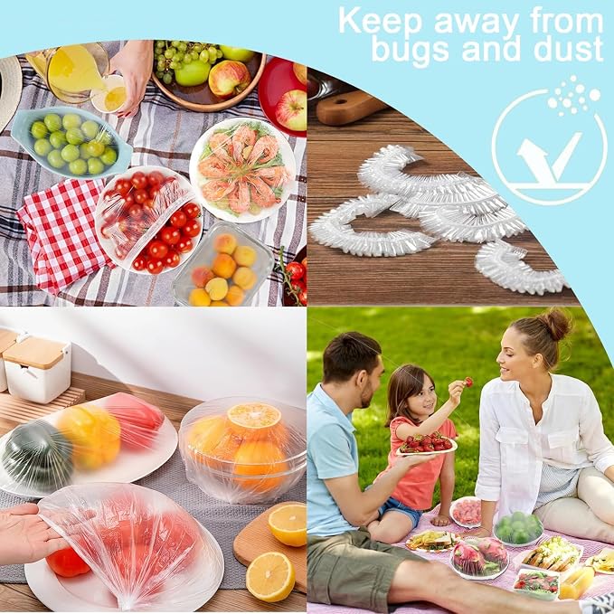 300pcs Plastic Bowl Covers Food Cover, Food Fresh Keeping Bags Elastic Reusable - Image 9