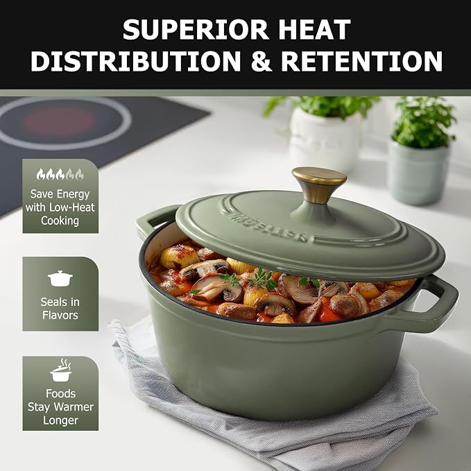 MUELLER HOME 6 Quart Enameled Cast Iron Dutch Oven - Image 4