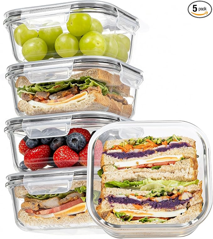 Vtopmart 5Pack 27oz Glass Storage Containers by Vtopmart