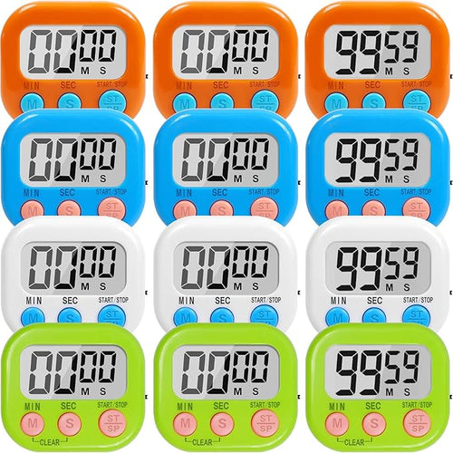 12 Pack Multi-Function Digital Timers, Magnetic Large LCD Display Loud Alarm by Unknown