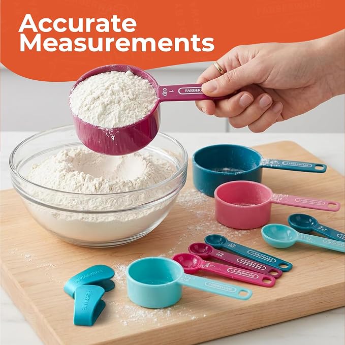 Farberware Kitchen Basics Measuring Cup & Spoon Set, 9-Piece Colorful Nesting - Image 4
