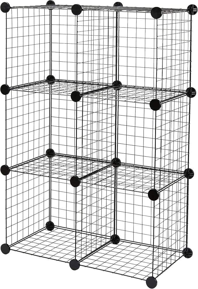 Amazon Basics 6-Cube Wire Grid Stackable Storage Organizer, Metal Shelving Unit by AmazonBasics
