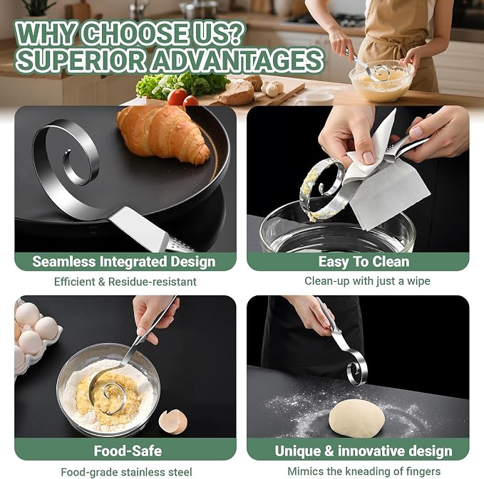 Seamless Danish Dough Whisk Stainless Steel Bread Sourdough Whisks - Image 4