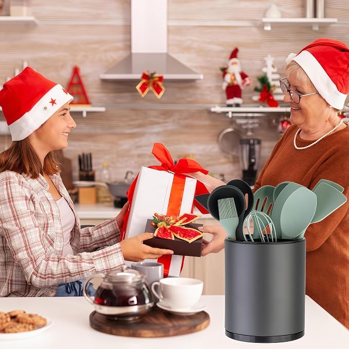 LIBODOUR Kitchen Utensil Holder Extra Large 360°Rotating - Image 2