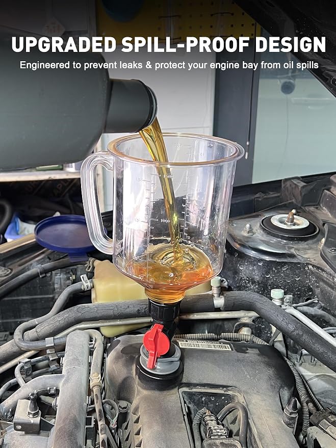 SMART JERRY - Spill-Proof Engine Oil Funnel Kit｜Oil Change Funnel w/ 12 - Image 7