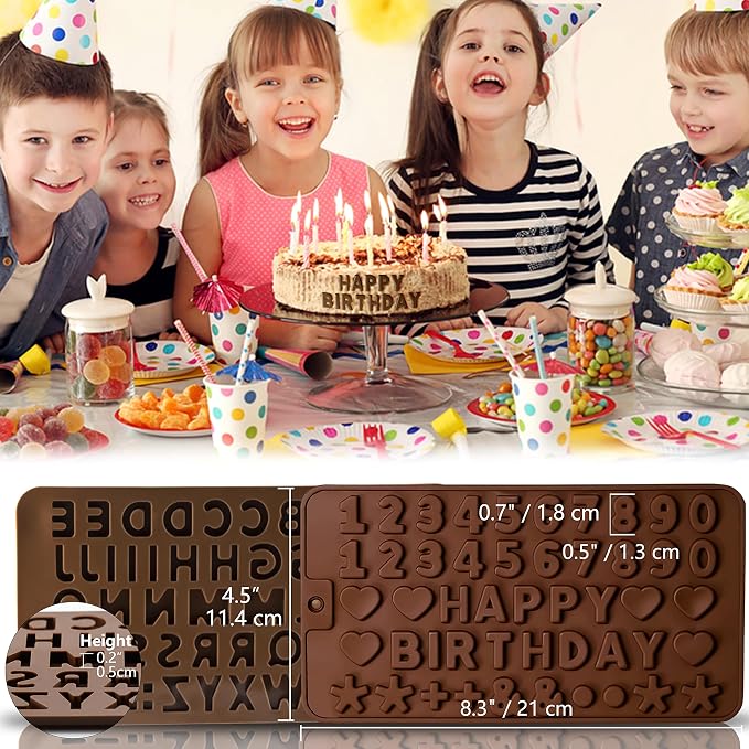 Anaeat Silicone Letter and Number Chocolate Molds, 2 Pack Alphabets & Numbers - Image 7