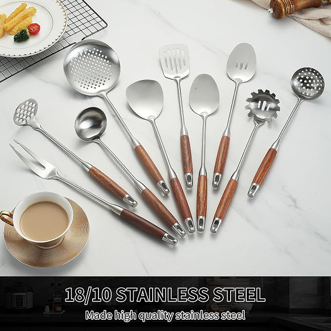 Izurok 18/10 Stainless Steel Kitchen Utensils Set, 10 Piece Cooking Utensils - Image 6