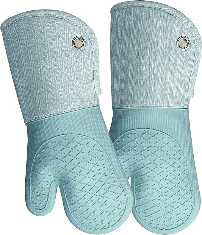 Professional Microwave Silicone Oven Mitts one Pair, Kitchen Mitten Set by REDLMLDETA