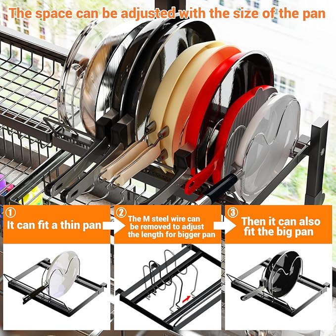 ADBIU Over Sink Dish Drying Rack Snap-On Design Large Dish Drainer Storage - Image 4