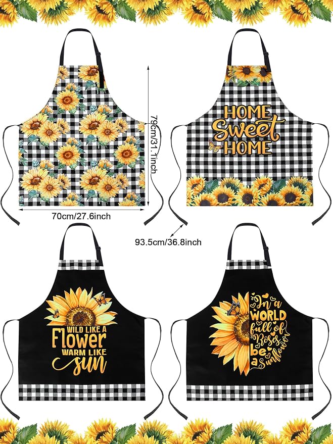 Geetery 4 Pcs Chicken Aprons for Women Rooster Print Apron Waterproof - Image 3