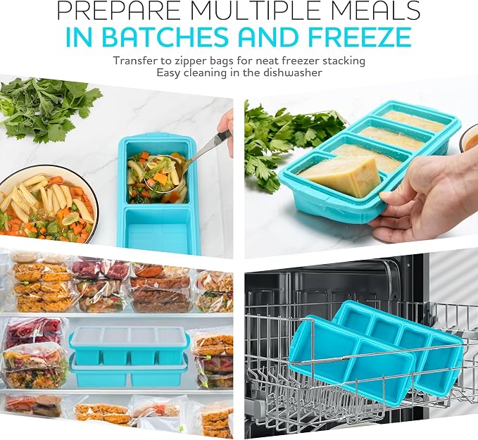 Silicone Freezer Tray With Lid-Soup Freezer Container molds-Large Ice Cube Tray - Image 2