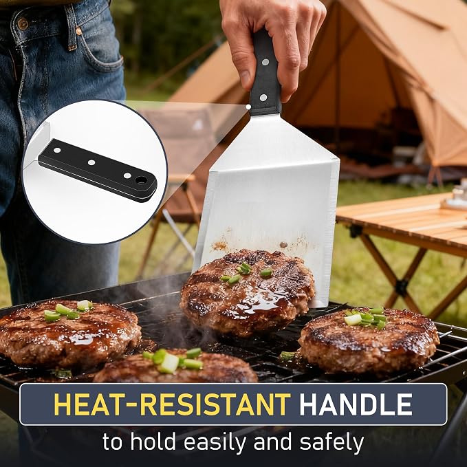 Metal Spatula Set of 2, HaSteeL Stainless Steel Large Griddle Spatulas - Image 4