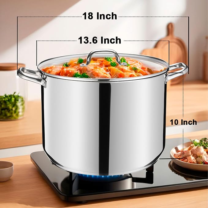 Stainless Steel Large Stock Pot, LIANYU 24 QT Heavy Duty Stockpot - Image 5