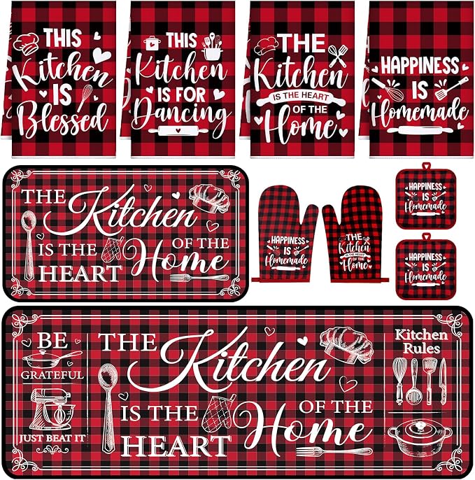 Fourluoo 10 Pcs Farmhouse Kitchen Decor and Accessories Set 4 Kitchen Towels 2 by Fourluoo