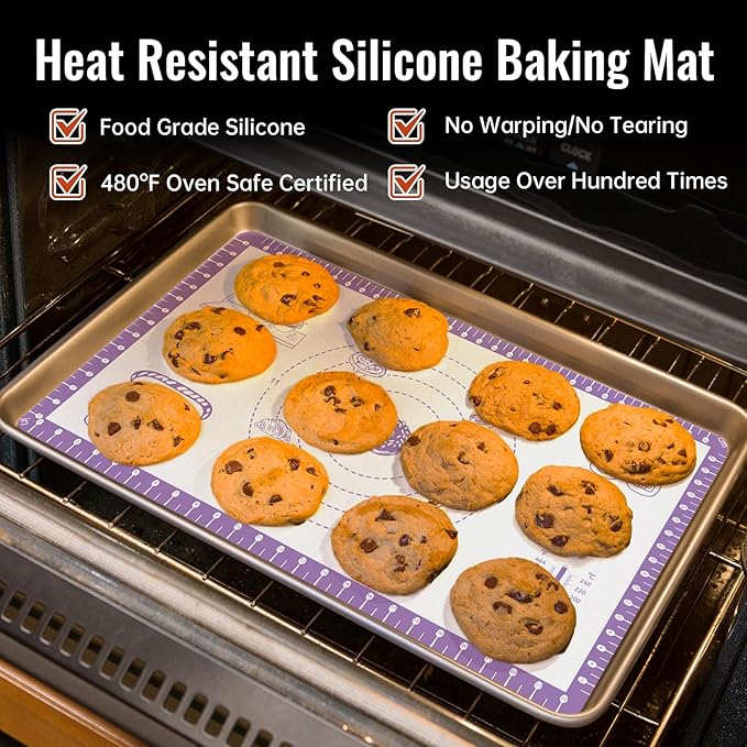 Non Stick Silicone Pastry Mat for Dough Rolling, Silicone Baking Mat for Bread - Image 5