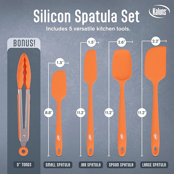 Kaluns Silicone Spatula Set, 4 Rubber Spatulas 600°F Heat Resistant, Nonstick - Image 3