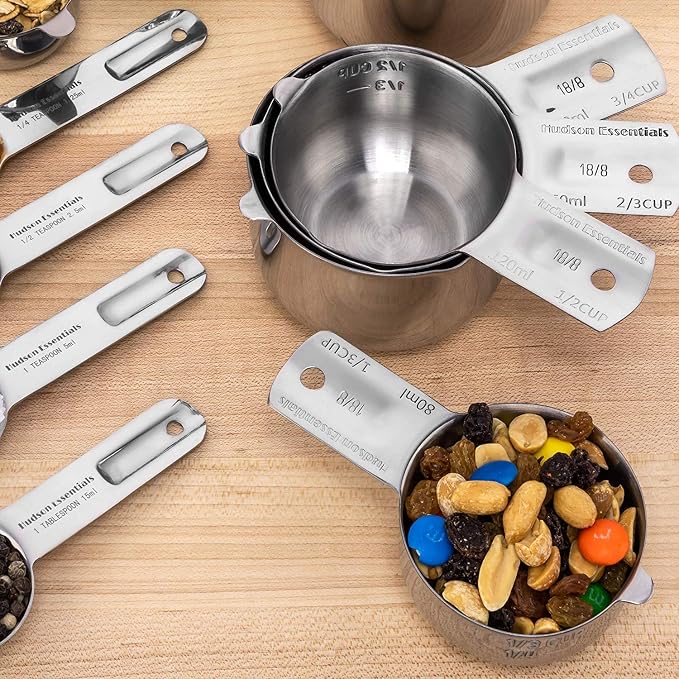 Hudson Essentials Stainless Steel Measuring Cups and Spoons Set - Image 9