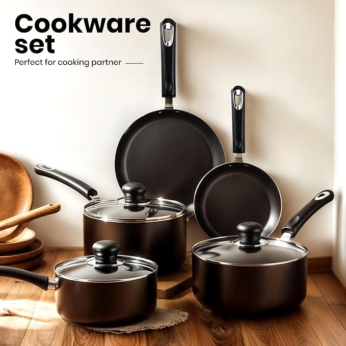 KICHLY 8 Piece Pots and Pans Set, Non Stick Kitchen Cookware Set - Image 5