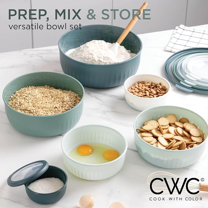 COOK WITH COLOR Prep Bowls with Lids- Wide and Deep Nesting Plastic Small - Image 2
