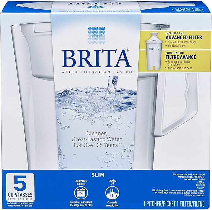 Brita Water Pitcher, 5 Cup Capacity, Includes One Advanced Filter-White by Unknown