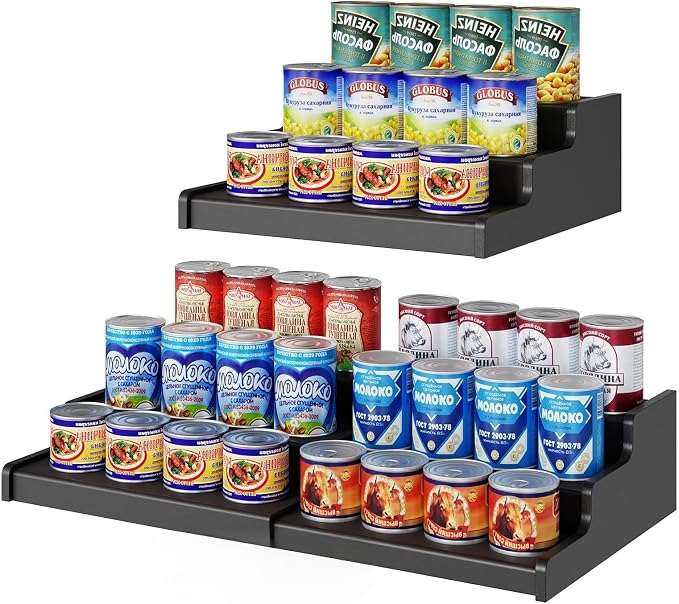 Expandable Bamboo Can Rack Organizer, 3-Tier Adjustable Pantry Storage by NuoyuanShen