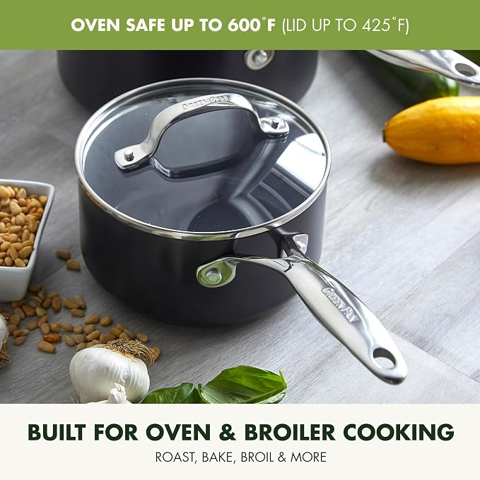GreenPan Valencia Pro Hard Anodized Healthy Ceramic Nonstick 2QT Saucepan Pot - Image 7