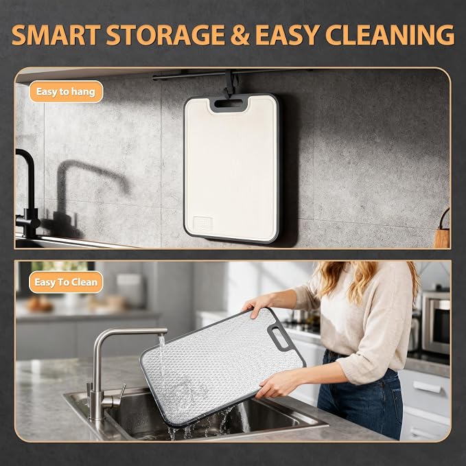 18/8 Stainless Steel Cutting Board, Large Double Sided Chopping Board - Image 7