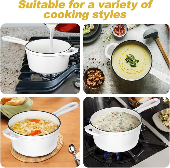 HaSteeL 1 QT Cast Iron Saucepan, Mini Enamel dutch oven - Image 7