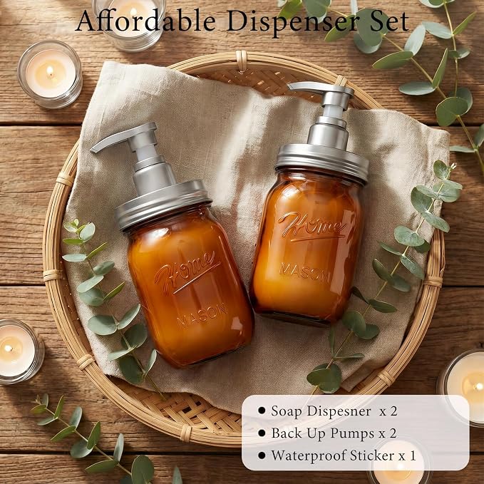 Amolliar Plastic Mason Jar Soap Dispenser - Image 7