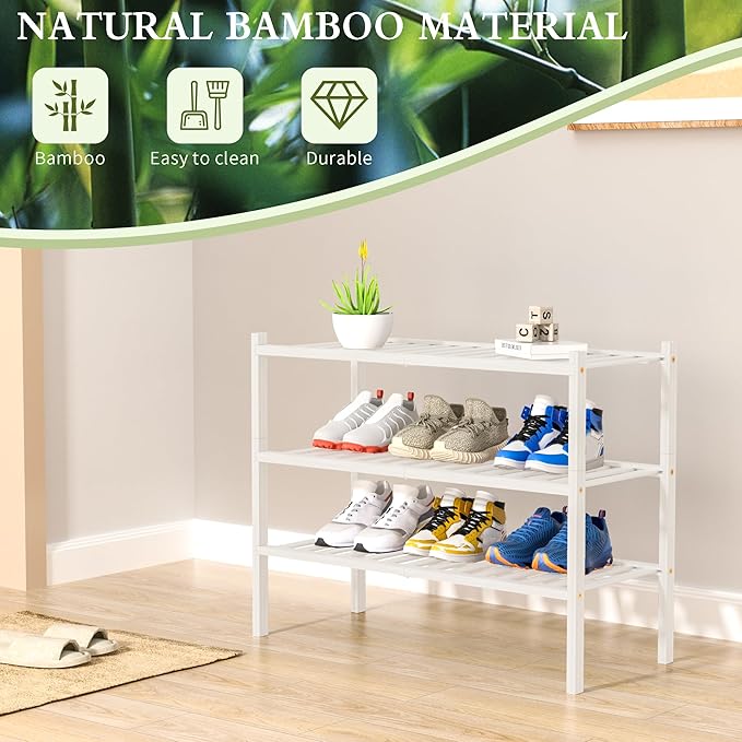 ROMGUAR CRAFT 3 Tier Bamboo Shoe Rack - Image 6