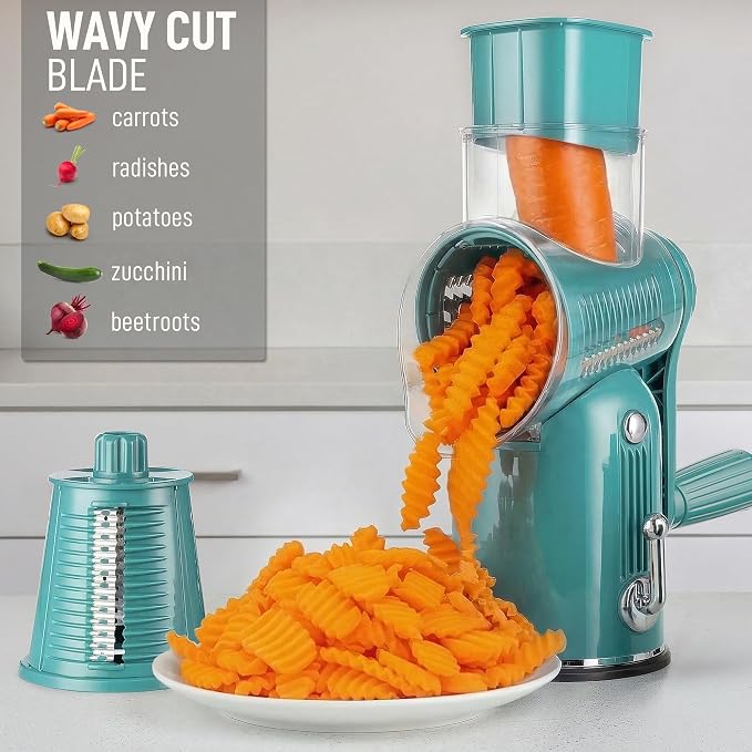 Zulay Kitchen Rotary Cheese Grater 5 Blade Cheese Shredder - Image 4