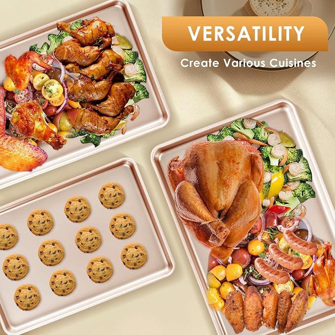 Baking Sheet Pan Set of 3, Commercial Cookie Sheets - Image 4