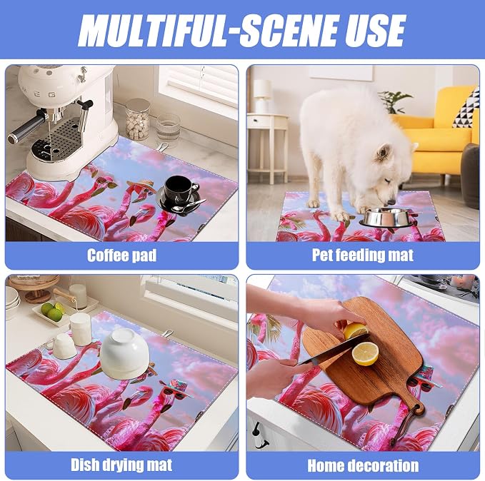 Spring Summer Flamingo Dish Drying Mat - Image 7