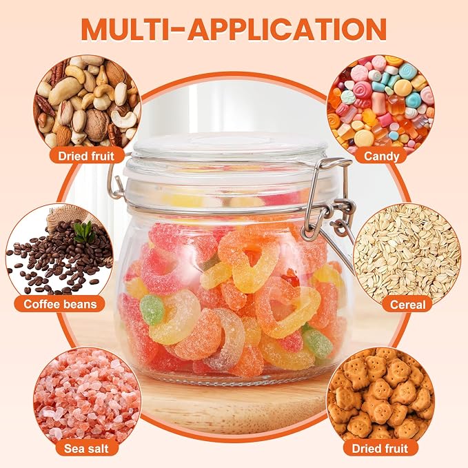 Hovico 17 oz Glass Jars with Airtight Lids And Leak Proof Rubber Gasket - Image 7