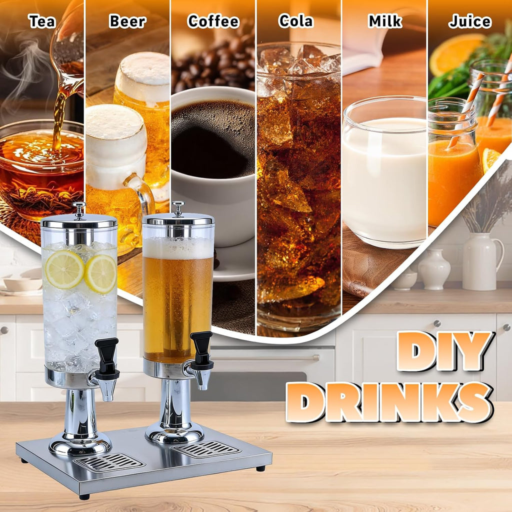 2-Gallon Drink Dispenser with Stainless Steel Drip Tray - Party