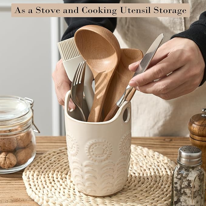 5.75" Utensil Holder for Kitchen Counter, Cute Nordic Minimalist Style Cooking - Image 4