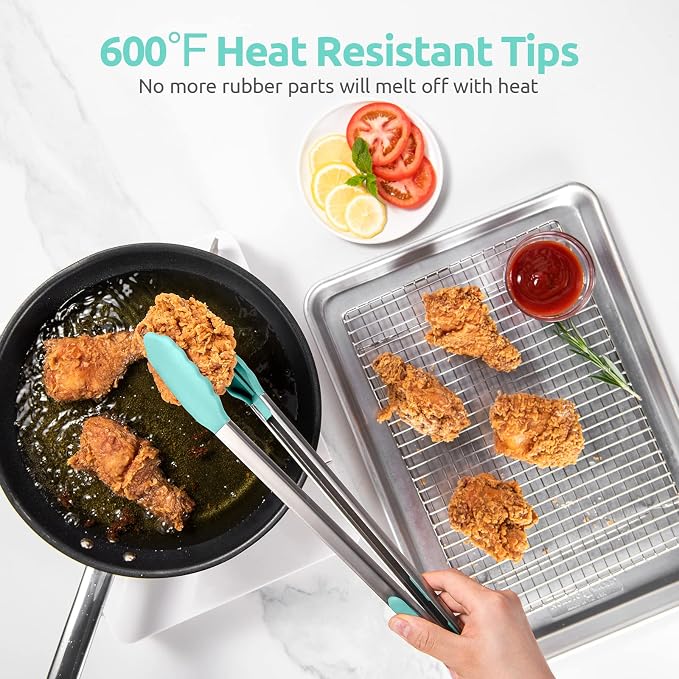 600ºF Heat Resistant Kitchen Tongs: U-Taste 16 in Extra Long Large Silicone - Image 3