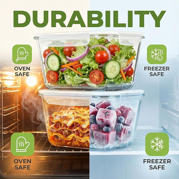 2 Pack Large Glass Food Storage Containers - Image 4