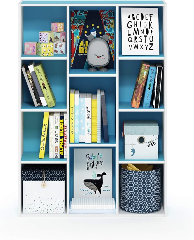 Furinno LUDER Book Shelf, 11-Cube Bookshelf, Reversible Bookcase, 9.4 x 29.1 x - Image 5