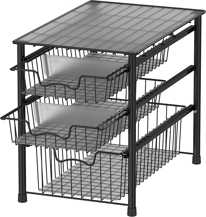 Simple Houseware Stackable 3 Tier Sliding Basket Organizer Drawer by SimpleHouseware