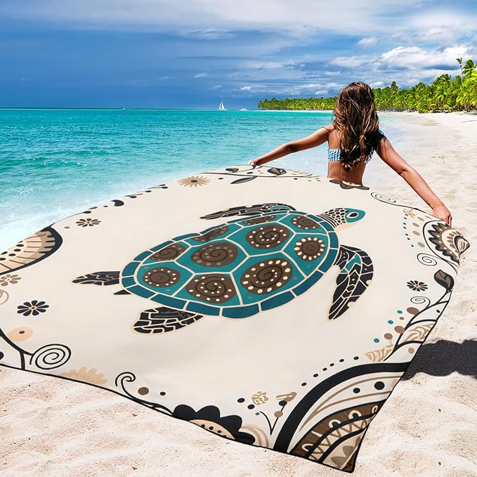 WIWIGO Beach Blanket Waterproof Sandproof Beach Mat 79" X 83"/10'x9'for 2-8 - Image 5
