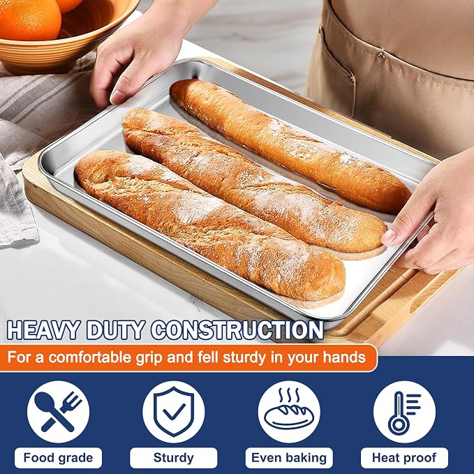 P&P CHEF 12.5 Inch Baking Cookie Sheet, Oven Pan Tray Stainless Steel Sheet Pan - Image 4