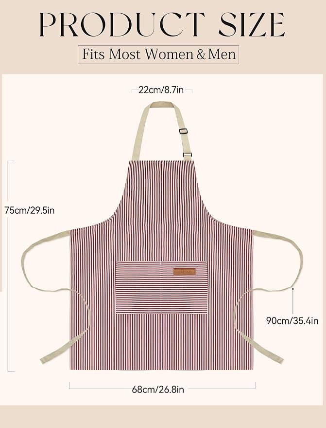 2 Pack Kitchen Cooking Aprons, Soft Aprons - Image 7