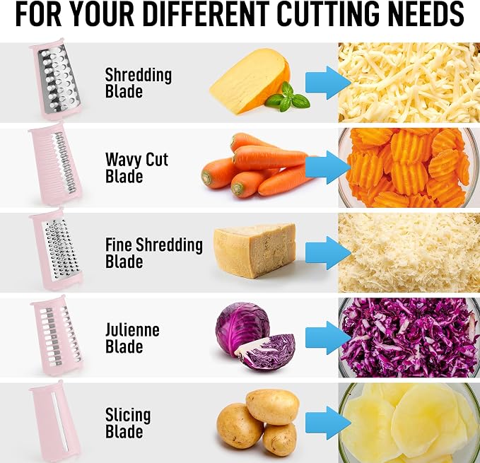 Zulay Kitchen Rotary Cheese Grater 5 Blade Cheese Shredder - Image 10
