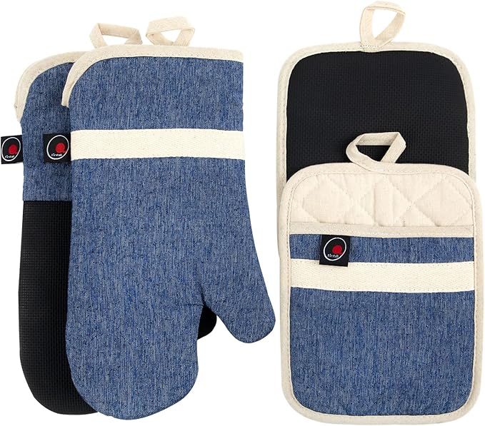 Oven Mitts and PotHolders Sets, Non-Slip Neoprene Oven Mitts are Suitable by Firstall
