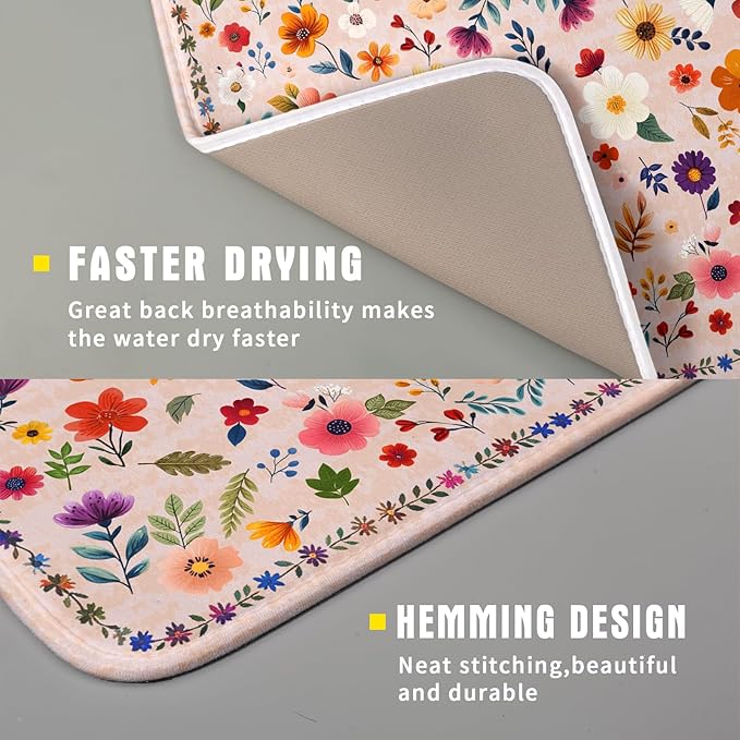 Boho Floral Dish Drying Mat - Image 3