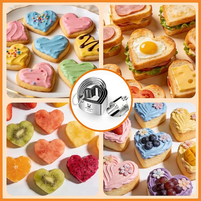 Heart Cookie Cutters, 5 Piece Biscuit Cutters - Image 7